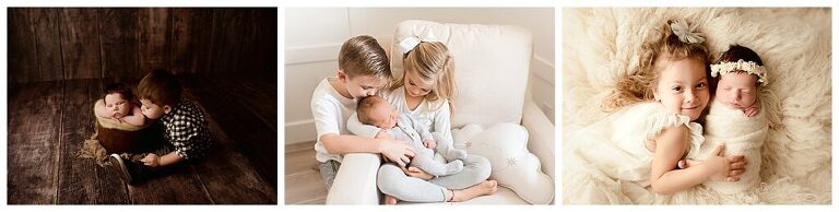 Newborn baby and siblings